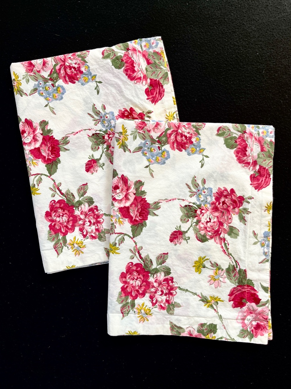 x2 Ralph Lauren Danielle White 100% Cotton Standard Pillow Shams Floral Rose